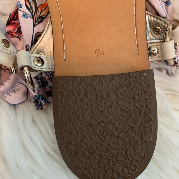 Sam Edelman Giliana Sandals - cream with Pink Floral wrap around silk satin tie - Picture 9 of 9